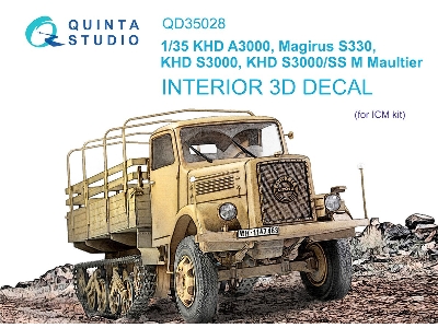 Khd A3000 / Magirus S330 / Khd S3000 / Khd S3000/Ss M Maultier - 3d-printed & Coloured Interior (For Icm Kits) - zdjęcie 2