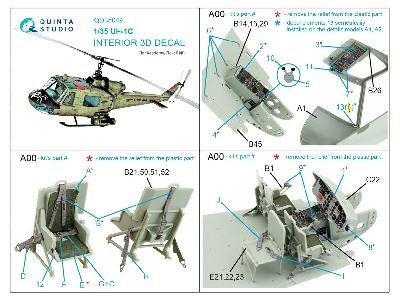 Bell Uh-1 C Huey - 3d-printed & Coloured Interior (For Academy And Revell Kits) - zdjęcie 12