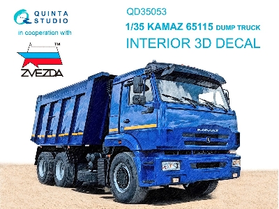 Kamaz 65115 Dump Truck - 3d-printed & Coloured Interior (For Zvezda Kits) - zdjęcie 2