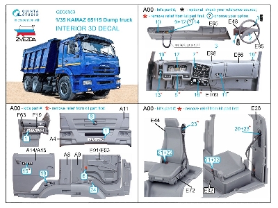 Kamaz 65115 Dump Truck - 3d-printed & Coloured Interior (For Zvezda Kits) - zdjęcie 15