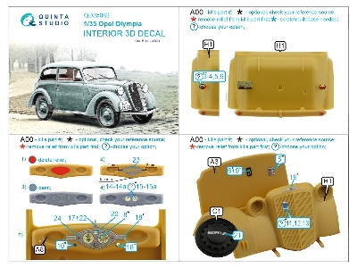 1937 Opel Olympia - 3d-printed & Coloured Interior (For Bronco Kits) - zdjęcie 10