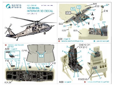 Sikorsky Mh-60 L - Interior 3d Decal With 3d-printed Resin Parts (For Kittyhawk Kits) - zdjęcie 12