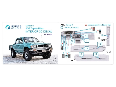 Toyota Hilux - 3d-printed & Coloured Interior (For Meng Kits) - zdjęcie 10