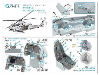 Bell Ah-1 Z - Interior 3d Decal With 3d-printed Resin Parts (For Academy Kits) - zdjęcie 12