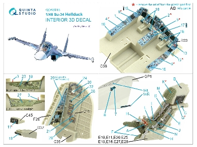 Sukhoi Su-34 Hellduck - 3d-printed & Coloured Interior (For Kitty Hawk Kits) - zdjęcie 14