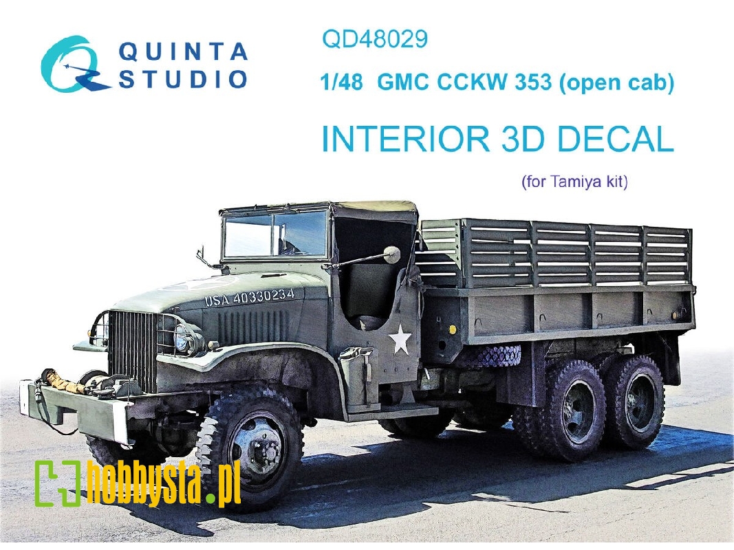 Gmc Cckw 353 (Open Cab) - 3d-printed & Coloured Interior (For Tamiya Kits) - zdjęcie 1 Gmc Cckw 353 (Open Cab) - 3d-printed & Coloured Interior (For Tamiya Kits) - zdjęcie 1