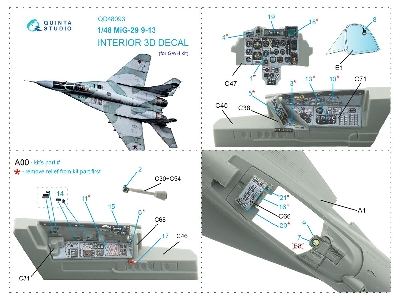 Mig-29 9-13 - 3d-printed & Coloured Interior (For Gwh Kits) - zdjęcie 12