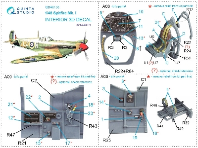 Supermarine Spitfire Mk.I - 3d-printed & Coloured Interior (For Eduard Kits) - zdjęcie 12