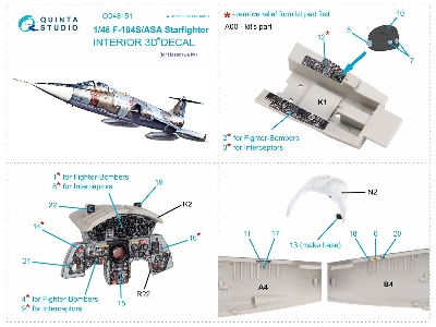 Lockheed F-104 S/Asa Starfighter - 3d-printed & Coloured Interior (For Hasegawa Kits) - zdjęcie 10