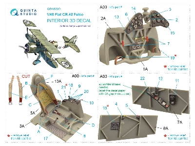 Fiat Cr.42 Falco - 3d-printed & Coloured Interior (For Italeri / Tamiya / Supermodel Kits) - zdjęcie 12