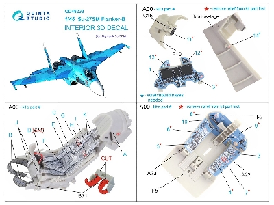 Sukhoi Su-27 Sm Flanker-b - 3d-printed & Coloured Interior (For Kitty Hawk Kits) - zdjęcie 13