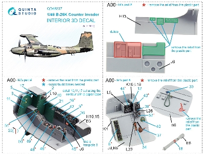 Douglas B-26 K Counter Invader - 3d-printed & Coloured Interior (For Icm Kits) - zdjęcie 13