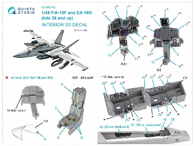 Boeing F/A-18 F And Ea-18 G (Lots 26 And Up) - 3d-printed & Coloured Interior (For Meng Kits) - zdjęcie 12