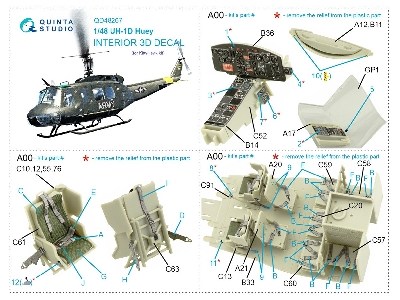 Bell Uh-1 D Huey - 3d-printed & Coloured Interior (For Kitty Hawk Kits) - zdjęcie 12