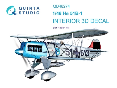 Heinkel He 51 B - 3d-printed & Coloured Interior On Decal Paper (For Roden Kits) - zdjęcie 2
