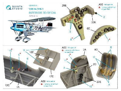Heinkel He 51 B - 3d-printed & Coloured Interior On Decal Paper (For Roden Kits) - zdjęcie 10