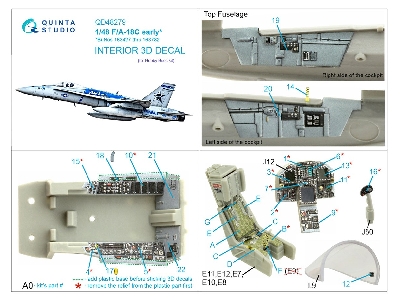 Mcdonnell Douglas F/A-18 C Early - 3d-printed & Coloured Interior On Decal Paper (For Hobbyboss Kits) - zdjęcie 12