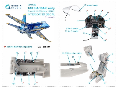 Mcdonnell Douglas F/A-18a / C Early - 3d-printed & Coloured Interior On Decal Paper (For Hasegawa Kits) - zdjęcie 13