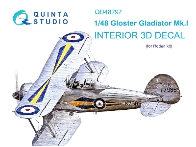 Gloster Gladiator Mk.I - 3d-printed & Coloured Interior On Decal Paper (For Roden Kits) - zdjęcie 2