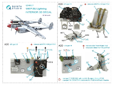 Lockheed P-38 J Lightning - 3d-printed & Coloured Interior (For Tamiyakits) - zdjęcie 12