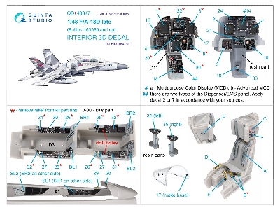 Mcdonnell Douglas F/A-18 D Late (Bunos 163986 And Up) - Interior 3d Decal With 3d-printed Resin Parts (For Hasegawa Kits) - zdjÄ