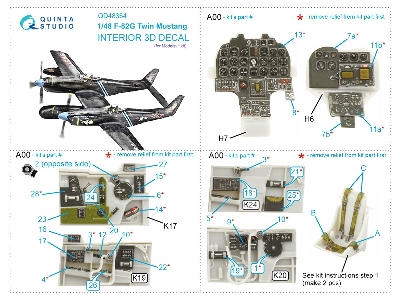 North American F-82 G Twin Mustang - 3d-printed & Coloured Interior (For Modelsvit Kits) - zdjęcie 12