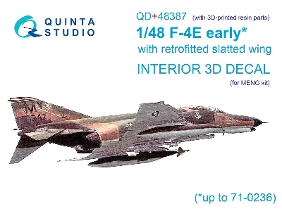 Mcdonnell Douglas F-4 E Early (With Retrofitted Slatted Wing) - Interior 3d Decal With 3d-printed Resin Parts (For Meng Kits) - 