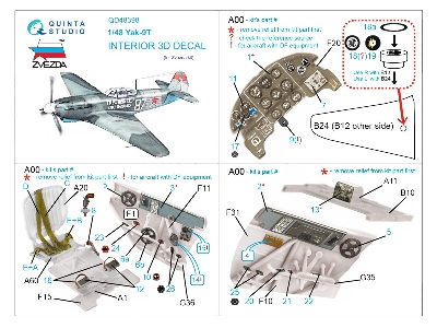 Yakovlev Yak-9 T - 3d-printed & Coloured Interior (For Zvezda Kits) - zdjęcie 12