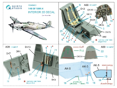 Messerschmitt Bf-109 K-4 - 3d-printed & Coloured Interior (For Eduard Kits) - zdjęcie 10