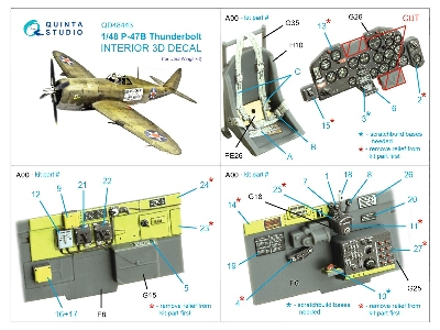 Republic P-47 B Thunderbolt - 3d-printed & Coloured Interior (For Dora Wings Kits) - zdjęcie 10