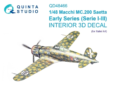 Macchi Mc.200 Saetta Early - 3d-printed & Coloured Interior (For Italeri Kits) - zdjęcie 2