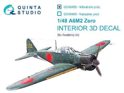 A6m2 Zero (Mitsubishi Prod.) - 3d-printed & Coloured Interior (For Academy Kits) - zdjęcie 2