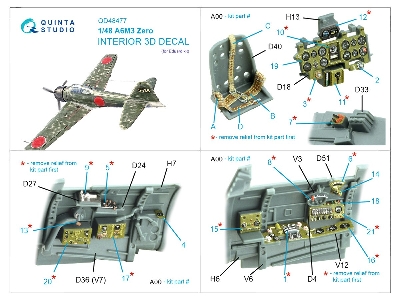 Mitsubishi A6m3 Zero - 3d-printed & Coloured Interior (For Eduard Kits) - zdjęcie 10