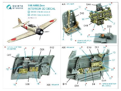 A6m2 Zero (Nakajima Production) - 3d-printed & Coloured Interior (For Eduard Kits) - zdjęcie 10