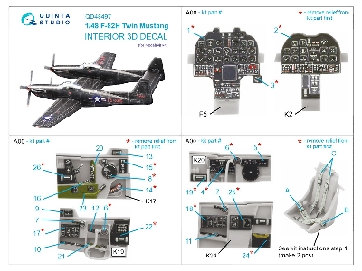 North American F-82 H Twin Mustang - 3d-printed & Coloured Interior (For Modelsvit Kits) - zdjęcie 12