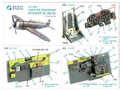 Republic P-47 &#1057; Thunderbolt - 3d-printed & Coloured Interior (For Dora Wings Kits) - zdjęcie 10