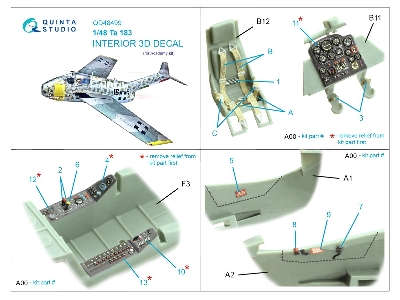 Focke Wulf Ta-183 - 3d-printed & Coloured Interior (For Academy Kits) - zdjęcie 10