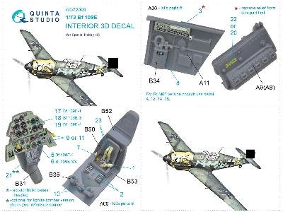 Messerchmitt Bf-109 E - 3d-printed & Coloured Interior (For Special Hobby Kits) - zdjęcie 10