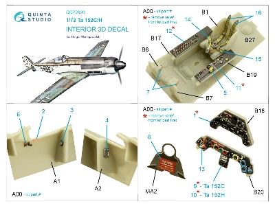 Focke-wulf  Ta-152 C/H - 3d-printed & Coloured Interior (For Dragon Kits) - zdjęcie 10