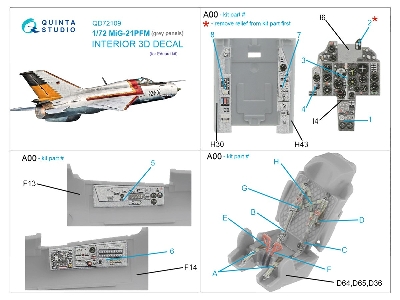 Mig-21pfm Gray Panels - 3d-printed & Coloured Interior (For Eduard Kits) - zdjęcie 12