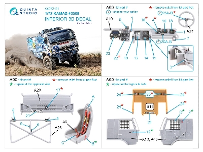 Kamaz-43509 - 3d-printed & Coloured Interior (For Zvezda Kits) - zdjęcie 14