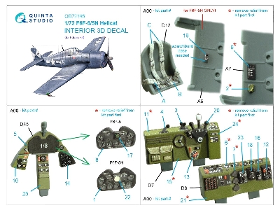 Grumman F6f-5 Hellcat - 3d-printed & Coloured Interior (For Eduard Kits) - zdjęcie 10