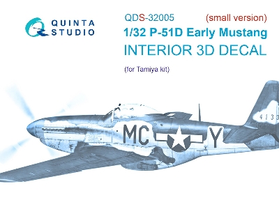 North American P-51 D Mustang (Early) - 3d-printed & Coloured Interior Small Version (For Tamiya Kits) - zdjęcie 2