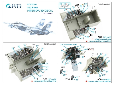 Grumman F-14 A Tomcat - 3d-printed & Coloured Interior Small Version (For Trumpeter Kits) - zdjęcie 3