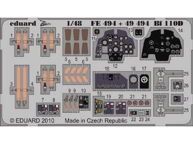  Bf 110D interior S. A. 1/48 - Dragon - blaszki - zdjęcie 1