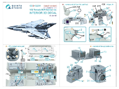 Panavia Tornado Ecr German Version - 3d-printed & Coloured Interior With 3d-printed Resin Parts (Small Version / For Italeri Kit