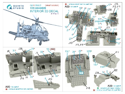 Boieng Ah-64 D/E Apache - 3d-printed & Coloured Interior Small Version (For Meng Kits) - zdjęcie 3
