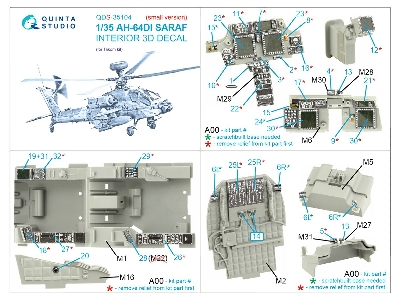 Boeing Ah-64 Di Saraf - 3d-printed & Coloured Interior Small Version (For Takom Kits) - zdjęcie 3