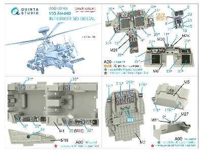 Boeing Ah-64 D Apache - 3d-printed & Coloured Interior With 3d-printed Resin Parts (Small Version / For Takom Kits) - zdjęcie 3