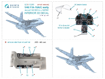 Mcdonnell Douglas F/A-18 A/C Hornet (Early) - 3d-printed & Coloured Interior Small Version (For Hasegawa Kits) - zdjęcie 9